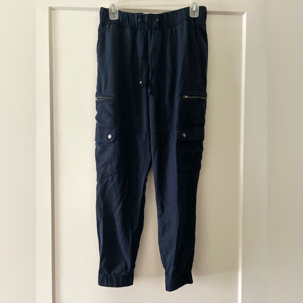 Banana Republic Women’s Navy Cargo Joggers with Zip and Flap Pockets